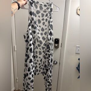 Black and White Cow print Sleeveless Cardigan